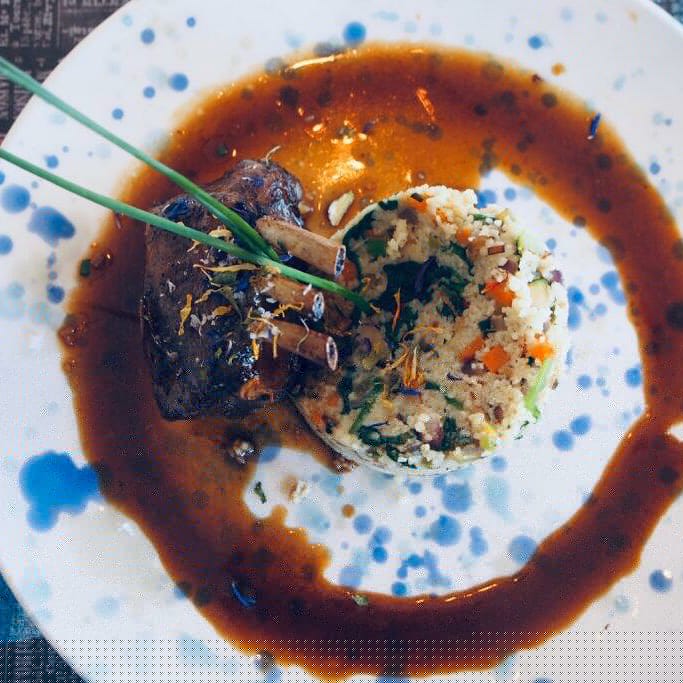 Slow-cooked lamb with cous-cous